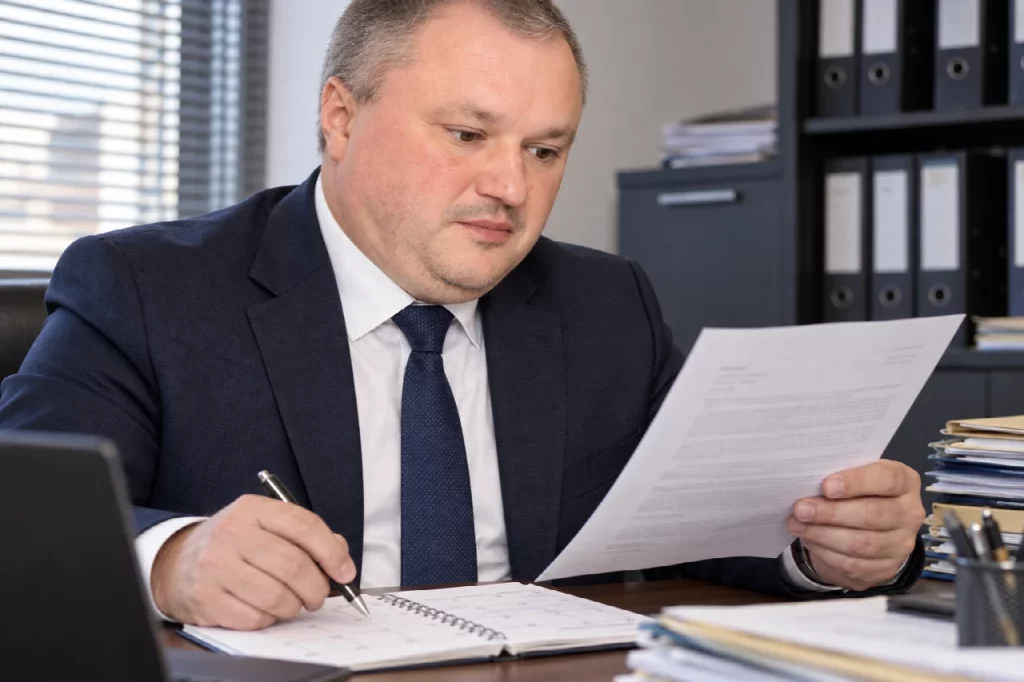 Lucian Purdea verificând o somație și termenele de contestare
